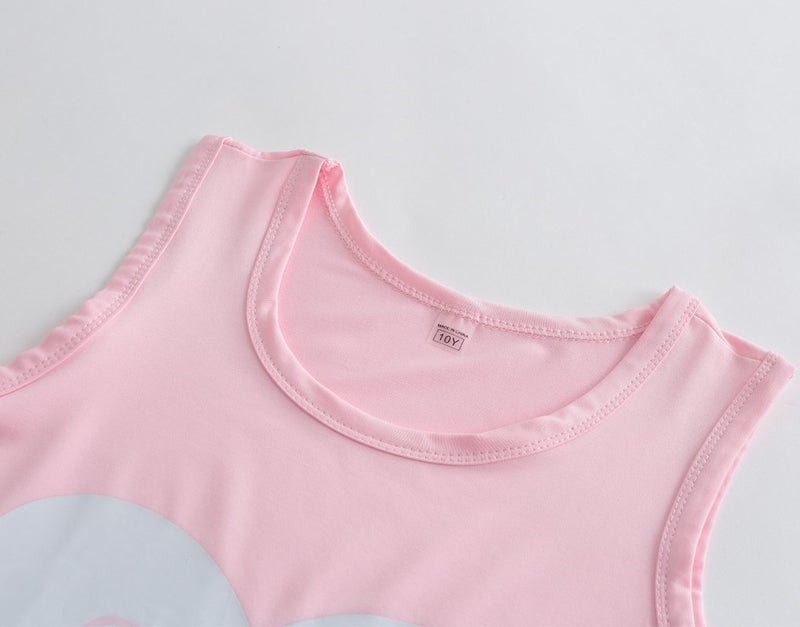 MyFav Big Kids Girls Sleeveless Sleepwear Hearts Shape Striped Pajama Nightgown (as1, age, 8_years, Pink) - Image 4